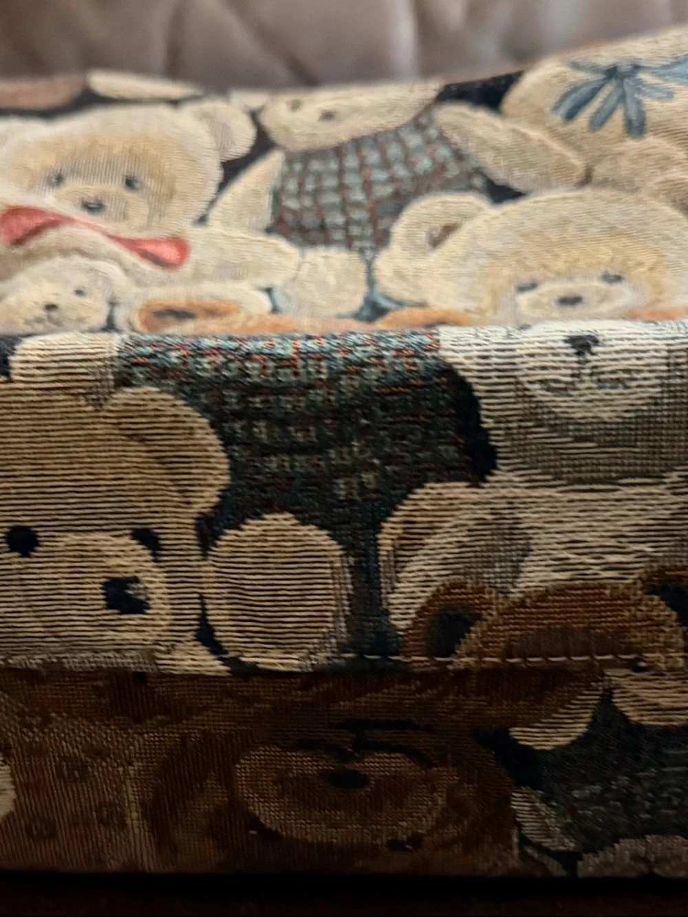 Teddy Bear Tapestry Shoulder Bag in Brown